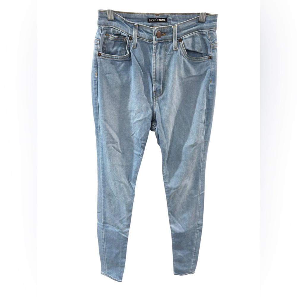 Fashion Nova Sky Blue High-Waist Skinny Jeans